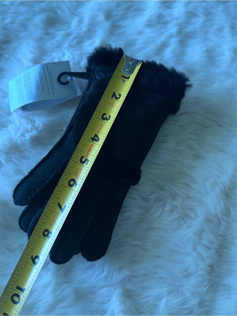 UGG Black Suede-Look Faux Fur Trim Women's Gloves